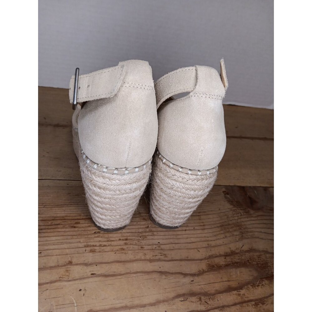 Crown Vintage Jaussie Sandal Sand Women 7.5 M Tan Suede Leather Espadrille Wedge - Picture 4 of 8